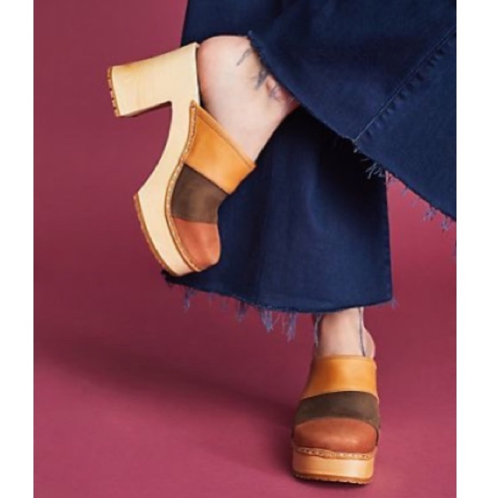 Swedish Hasbeens Colorblock Platform Clog